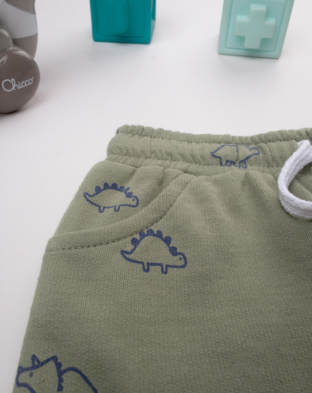 Shorts bimbo verde stampa allover