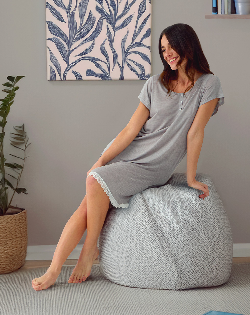 Camicia da notte premaman allattamento con pizzo