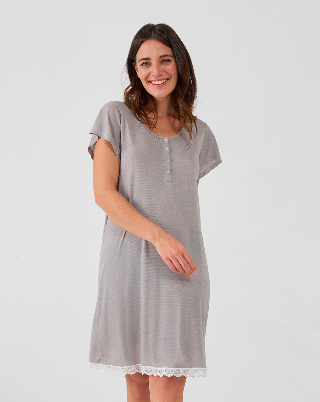 Camicia da notte premaman allattamento con pizzo