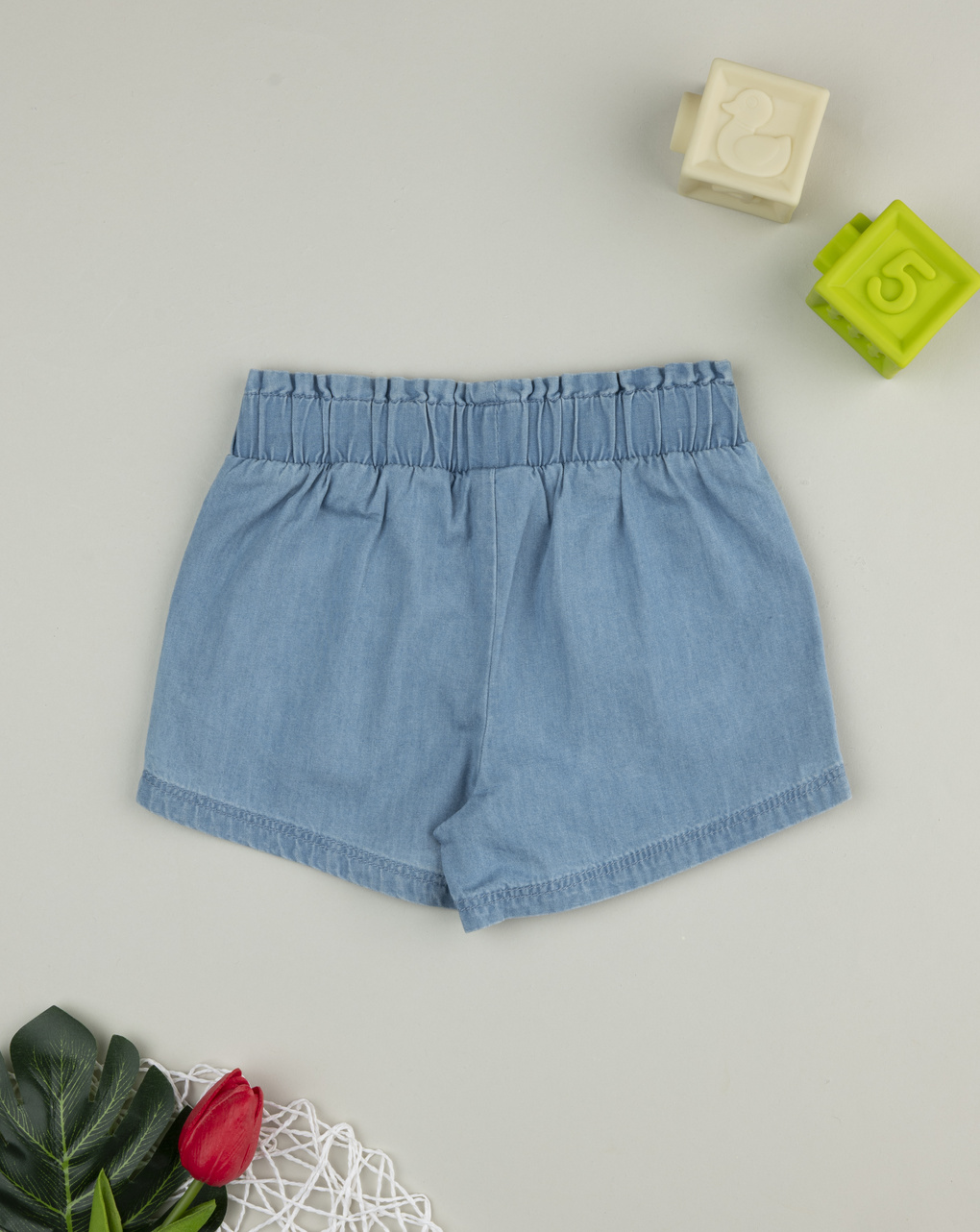 Shorts bimba denim ciliegie