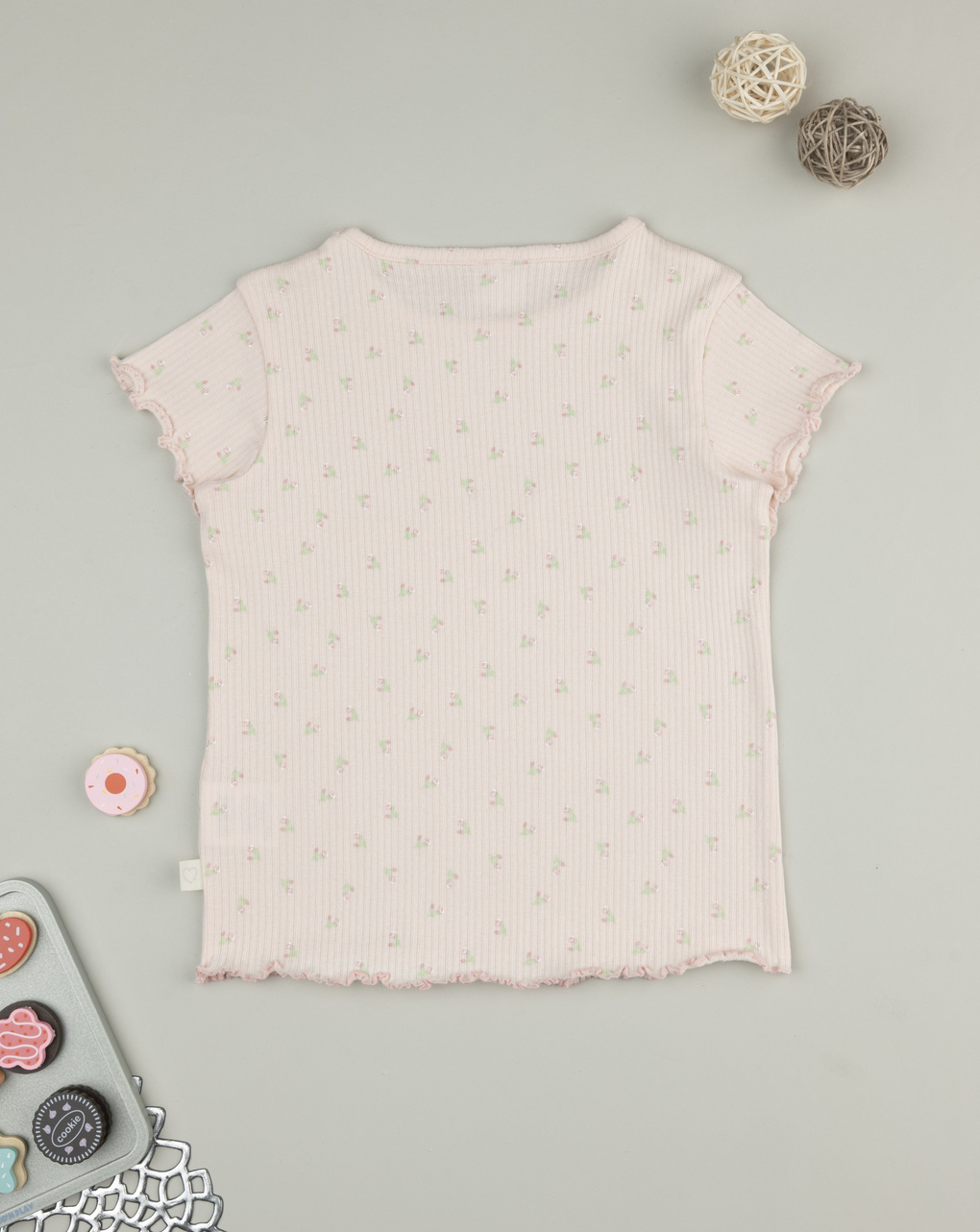 T-shirt bimba rosa fiori allover