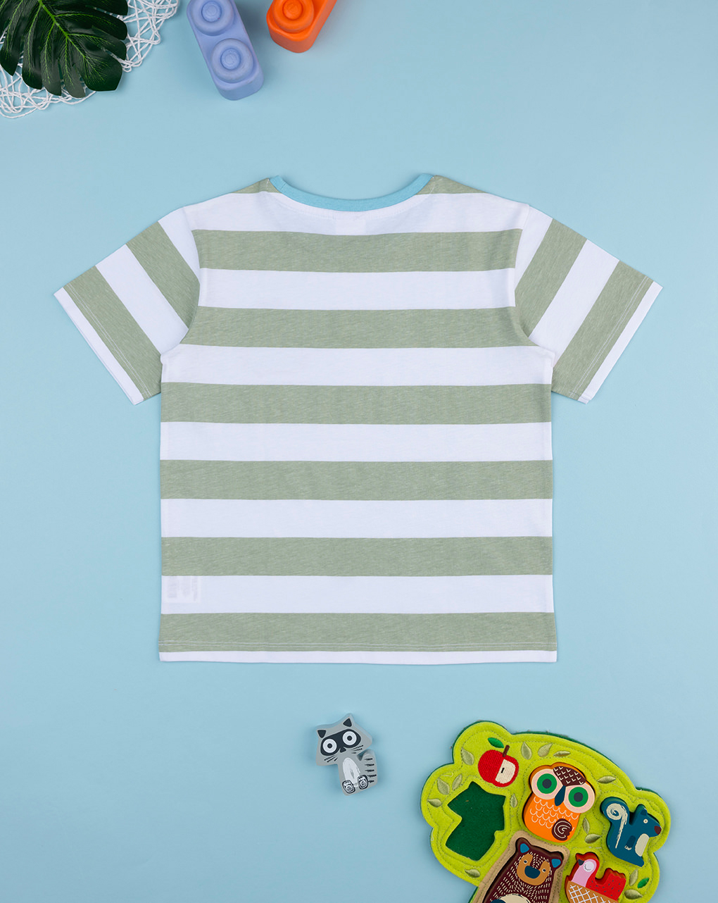 T-shirt bambino righe verde/bianco
