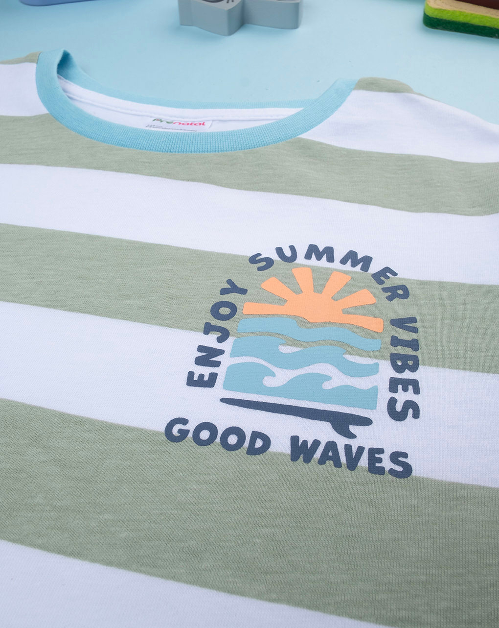 T-shirt bambino righe verde/bianco