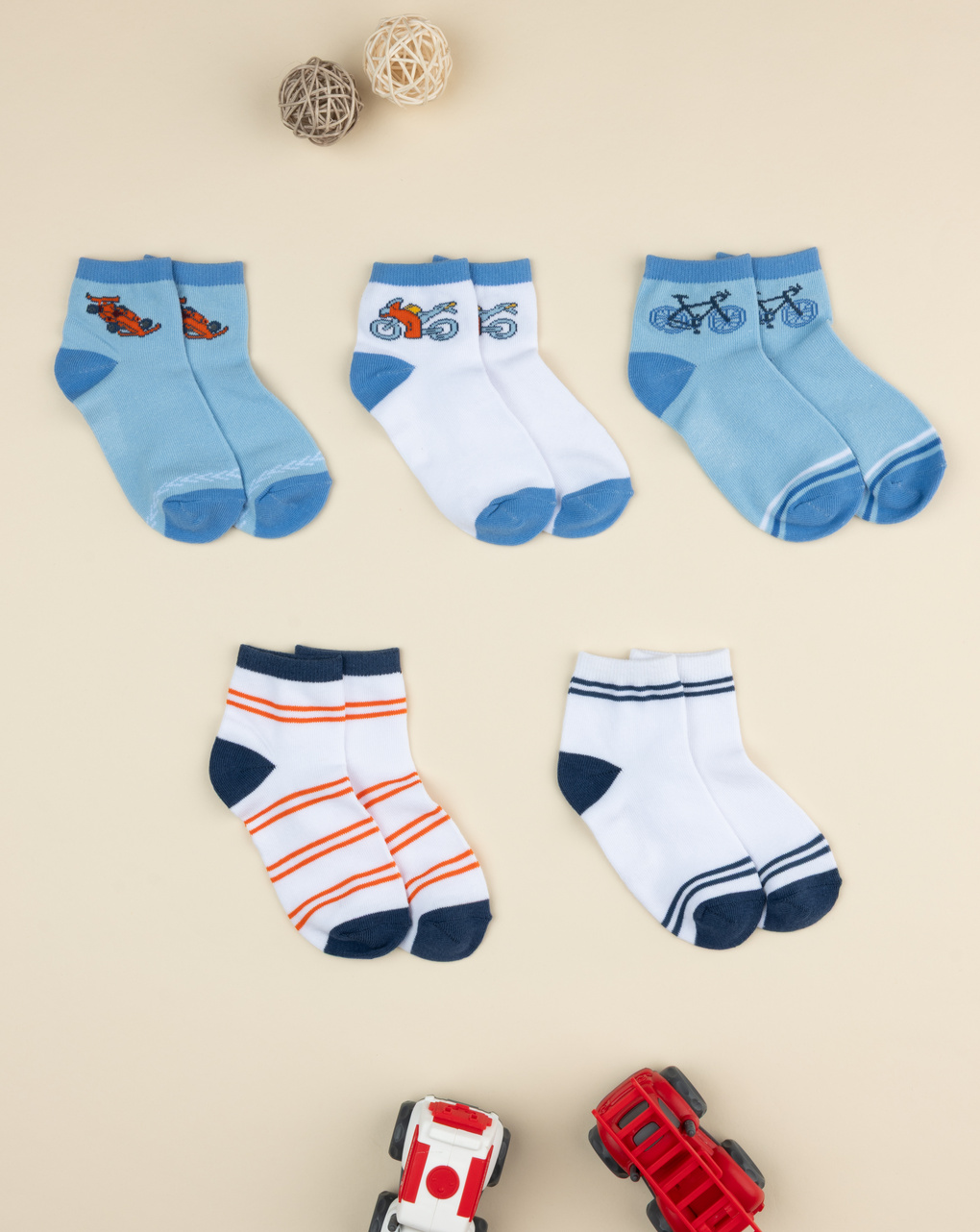 Pack 5 gambaletti bambino macchine