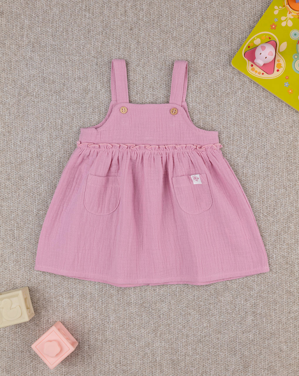 Pinafore bimba rosa in mussola