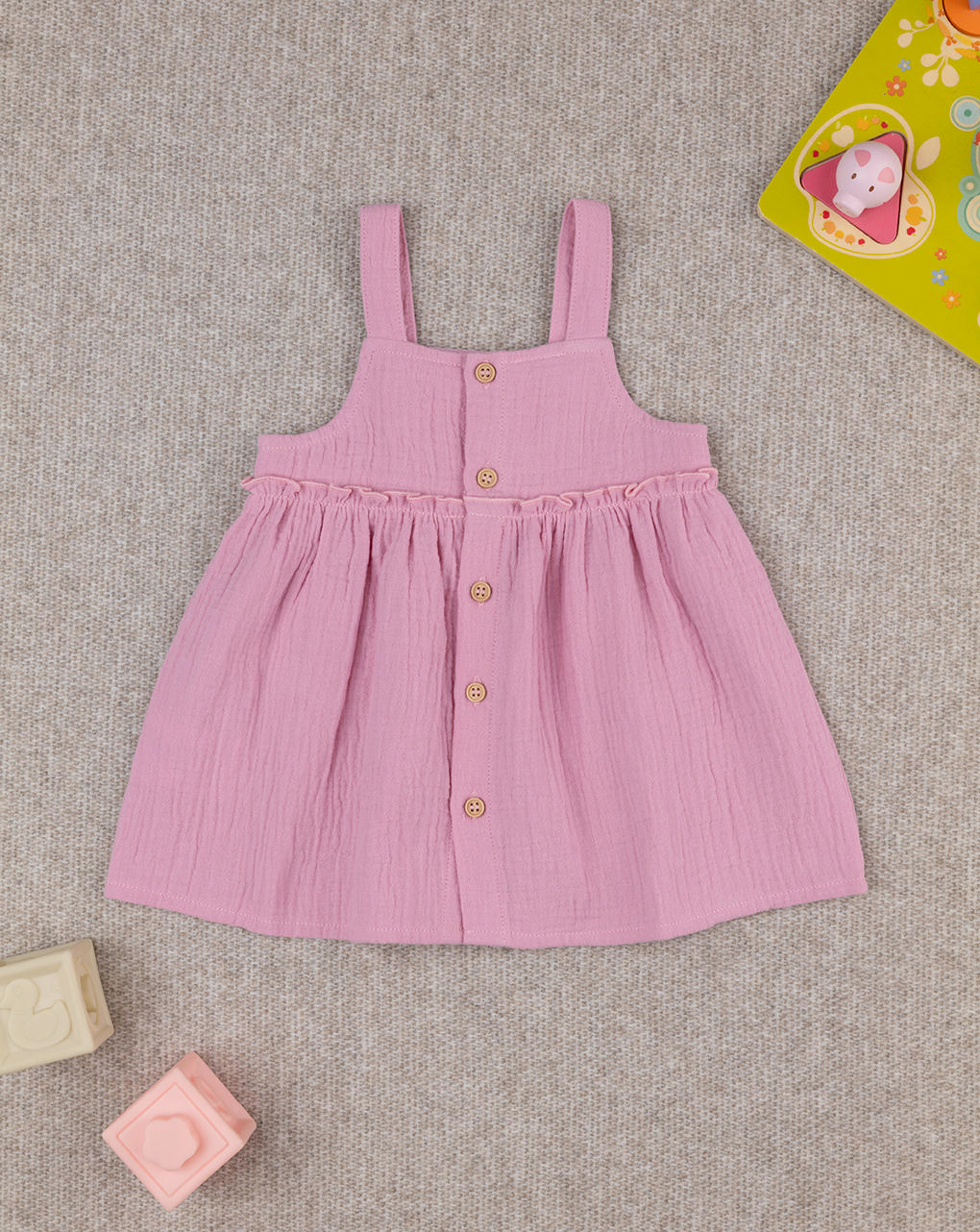 Pinafore bimba rosa in mussola