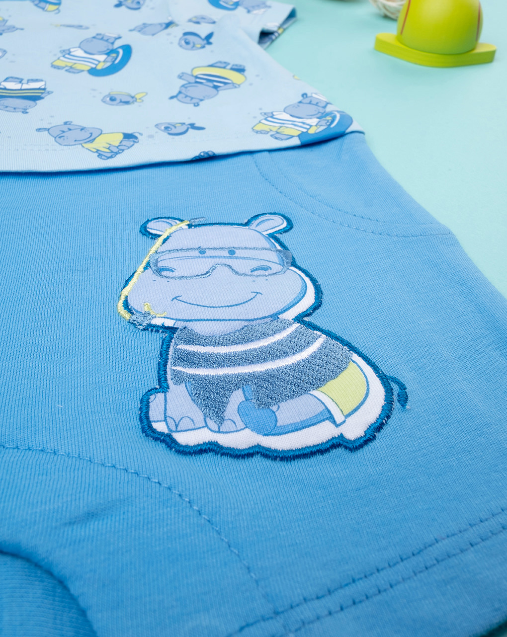 Pagliaccetto neonato a maniche corte "ippopotamo"