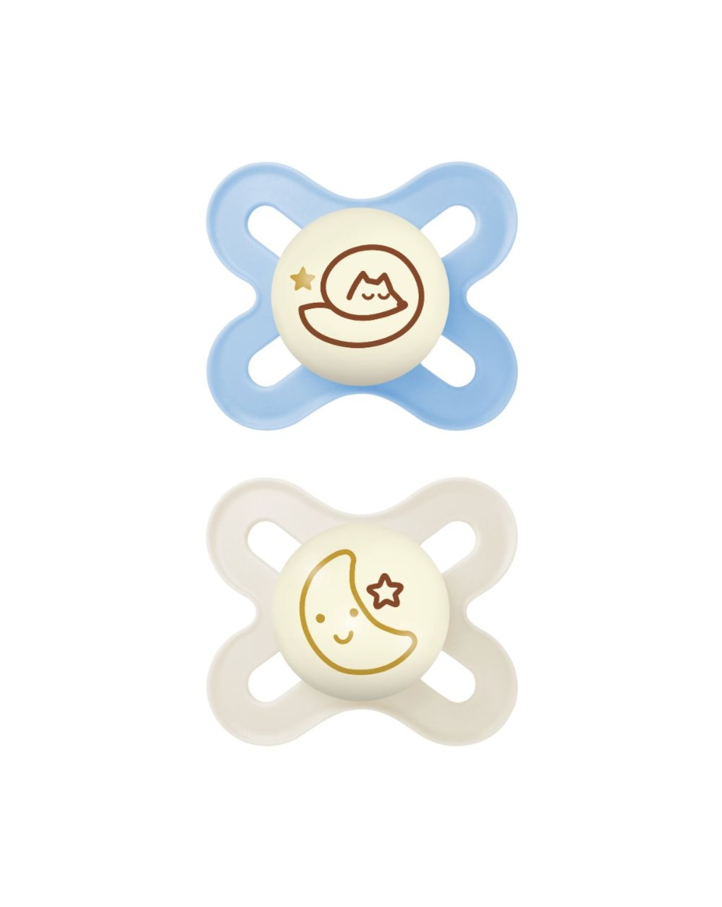 Succhietto original start night 0-2 mesi set da 2 caucciù e porta ciuccio sterilizzatore, azzurro -mam