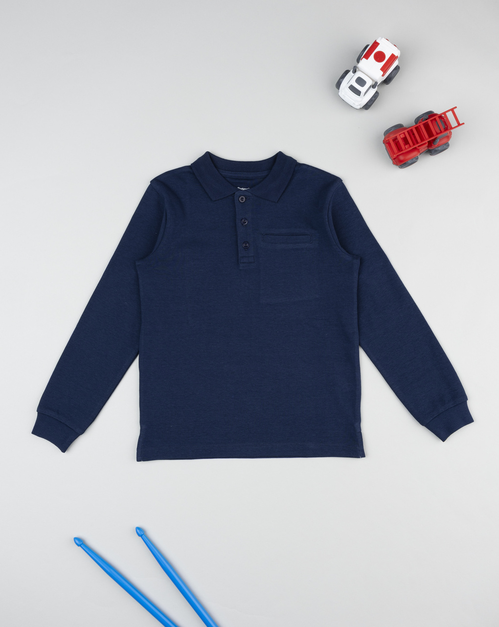 Polo bambino blu maniche lunghe