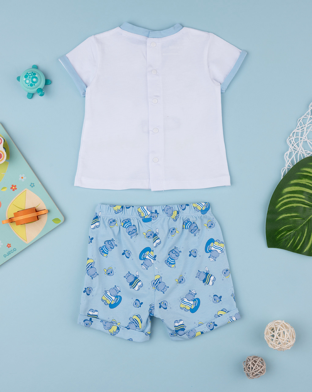 Completo corto da bambino maglia + shorts "hippo"