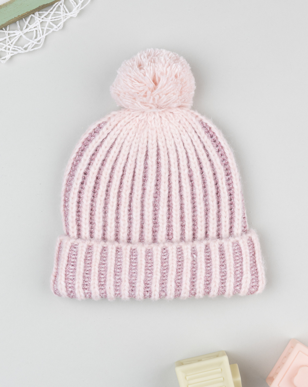 Berretto bimba rosa con lurex