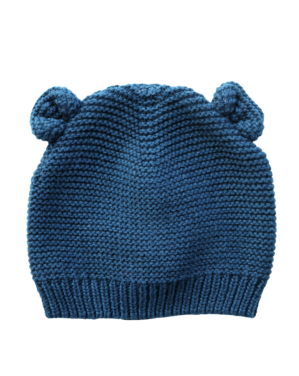 Cappello in tricot blu con orecchie