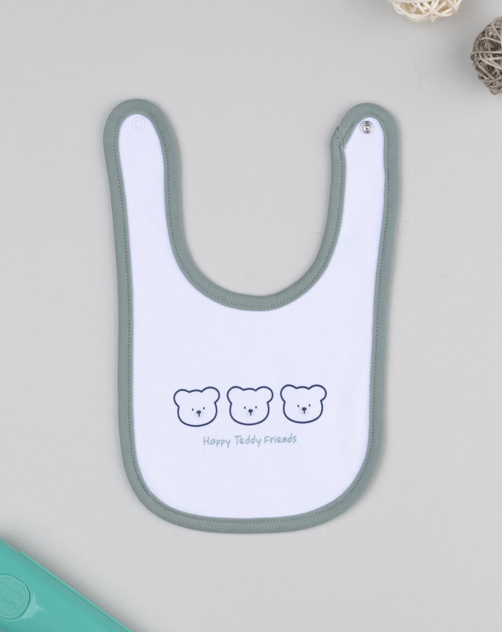 Bavaglino bimbo bianco/verde orsetti