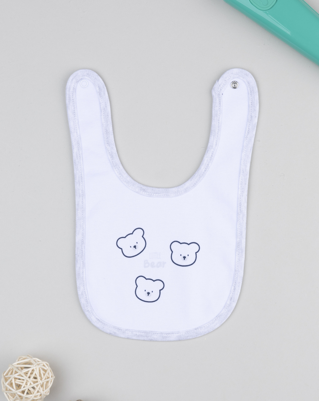 Bavaglino bimbo bianco/grigio orsetti