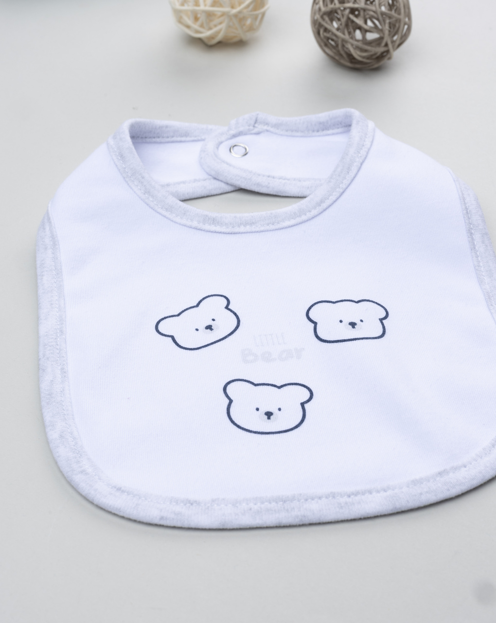 Bavaglino bimbo bianco/grigio orsetti