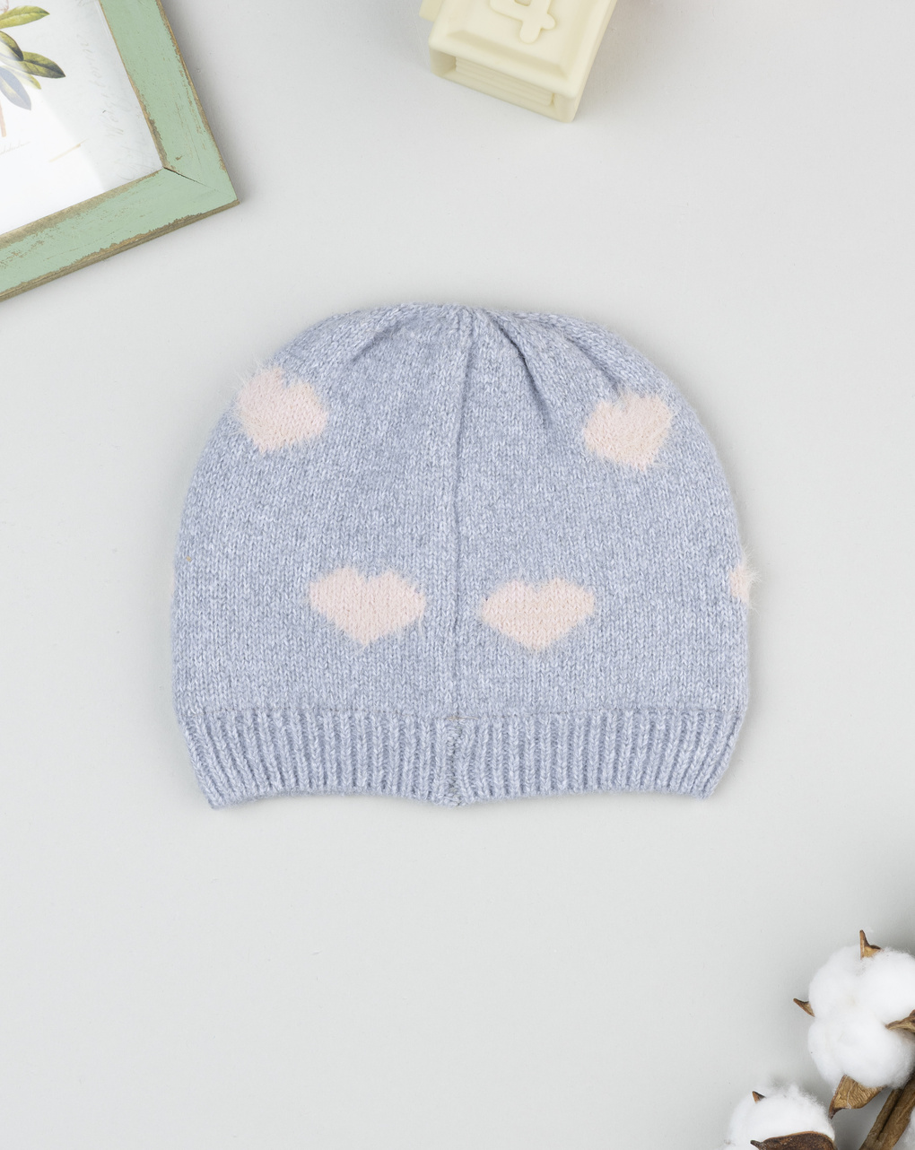 Berretto bimba grigio cuori
