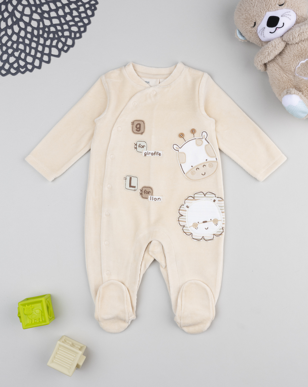 Tutina bimbo beige giraffa/leone