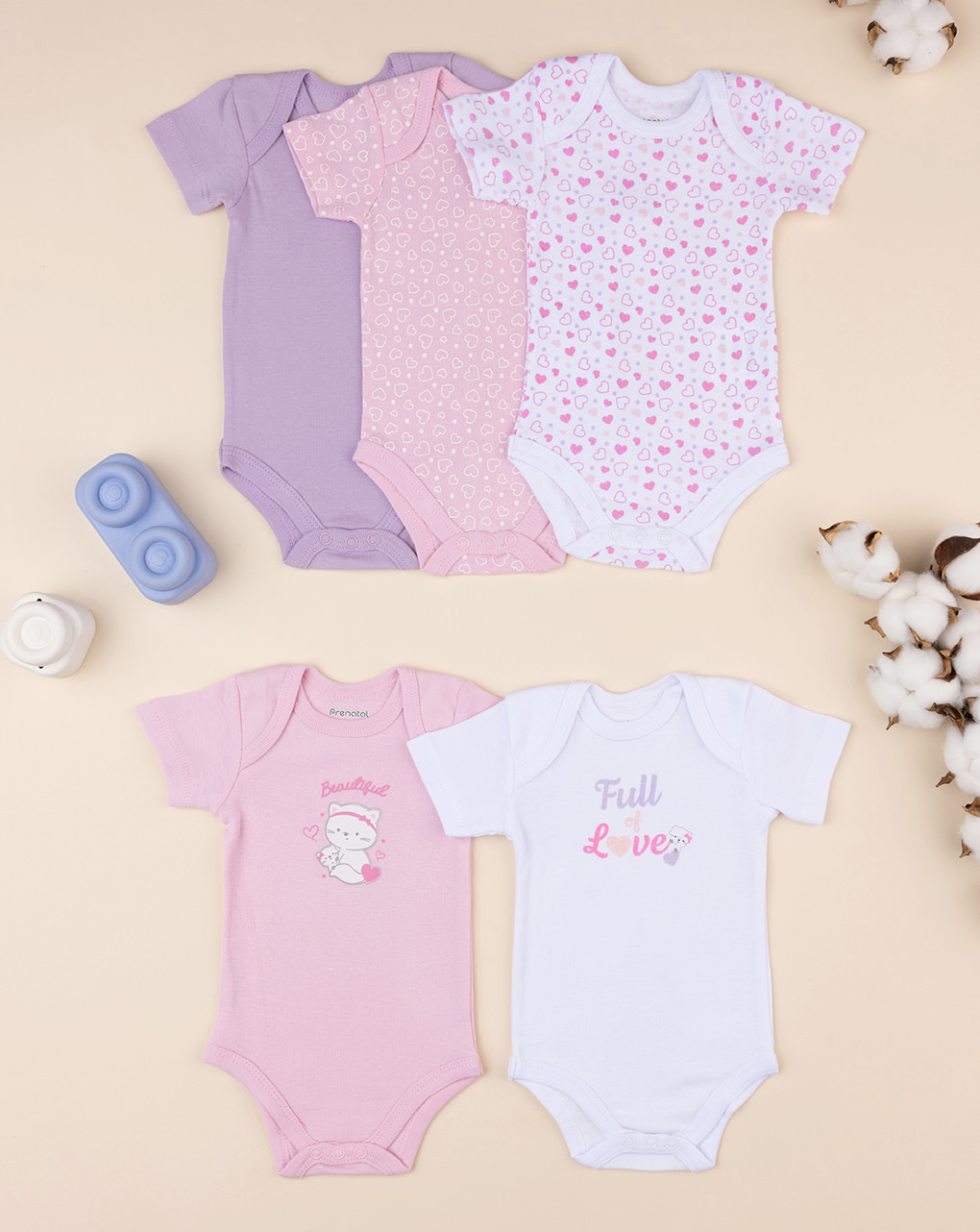 Pack5 body maniche corte costina neonata