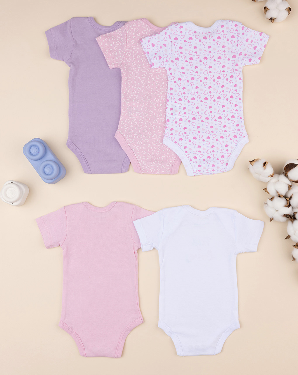 Pack5 body maniche corte costina neonata