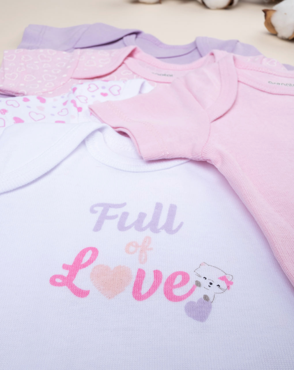 Pack5 body maniche corte costina neonata