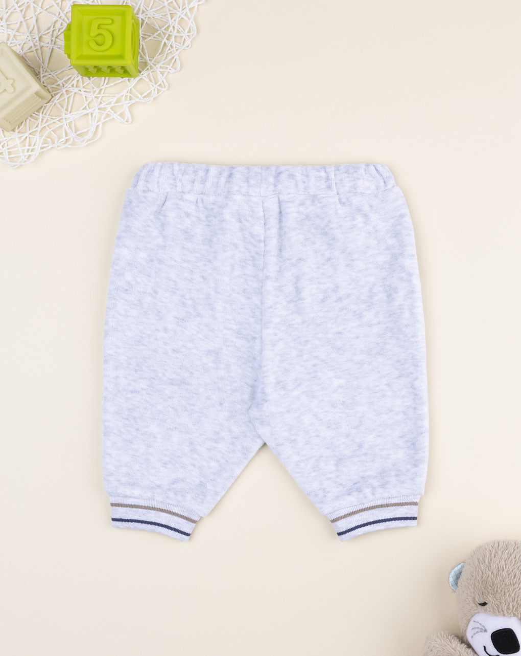 Pantalone bimbo grigio chiaro patch orsi