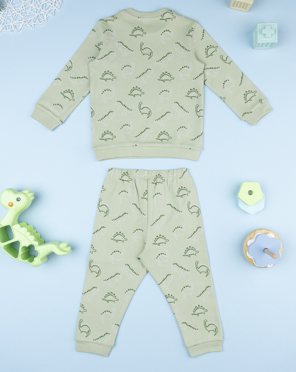 Pigiama bimbo verde dinosauri allover
