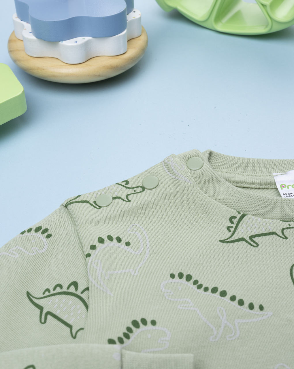 Pigiama bimbo verde dinosauri allover