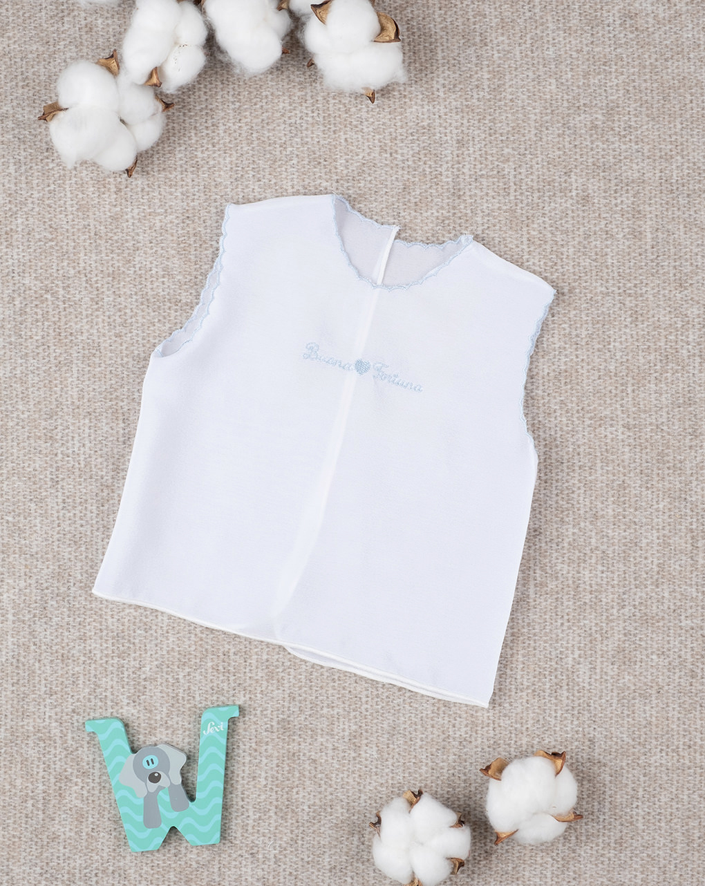 Camicino della fortuna seta cielo neonato