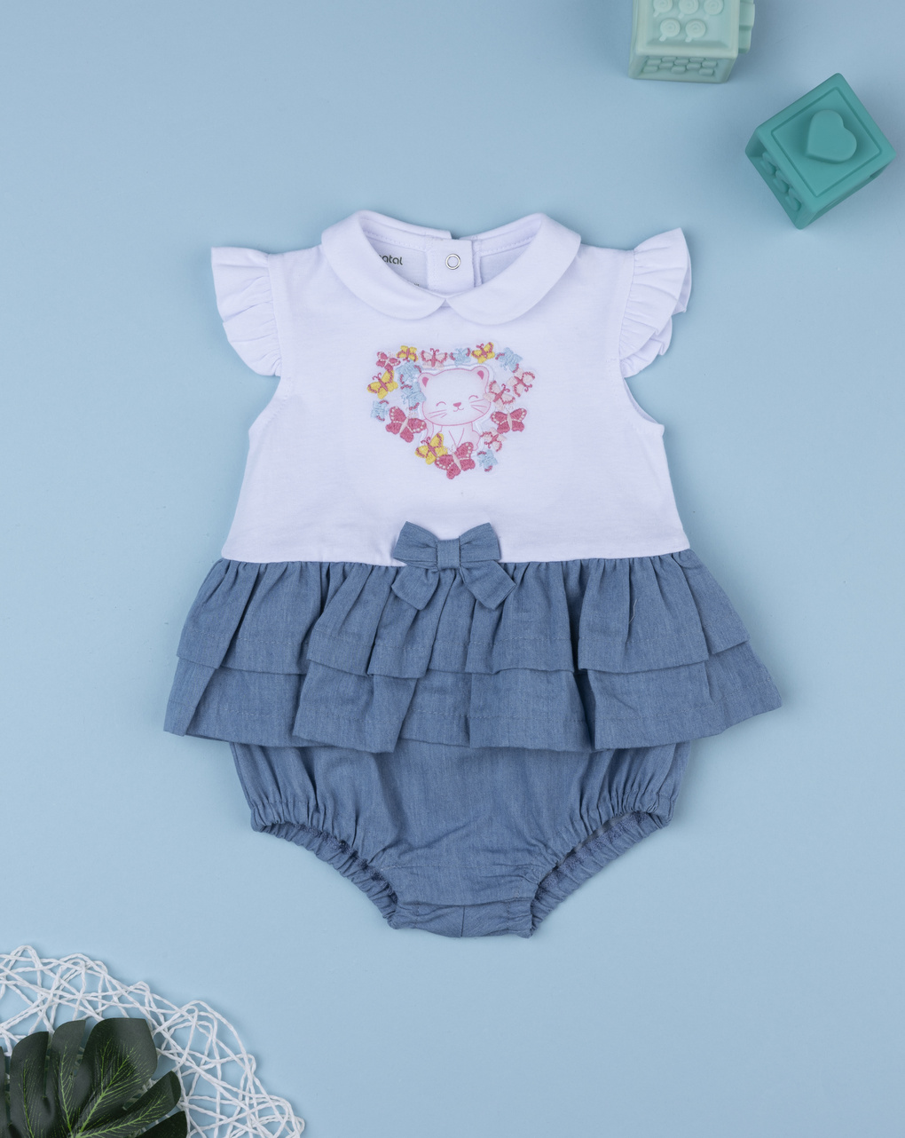 Pagliaccetto neonata gonna chambray