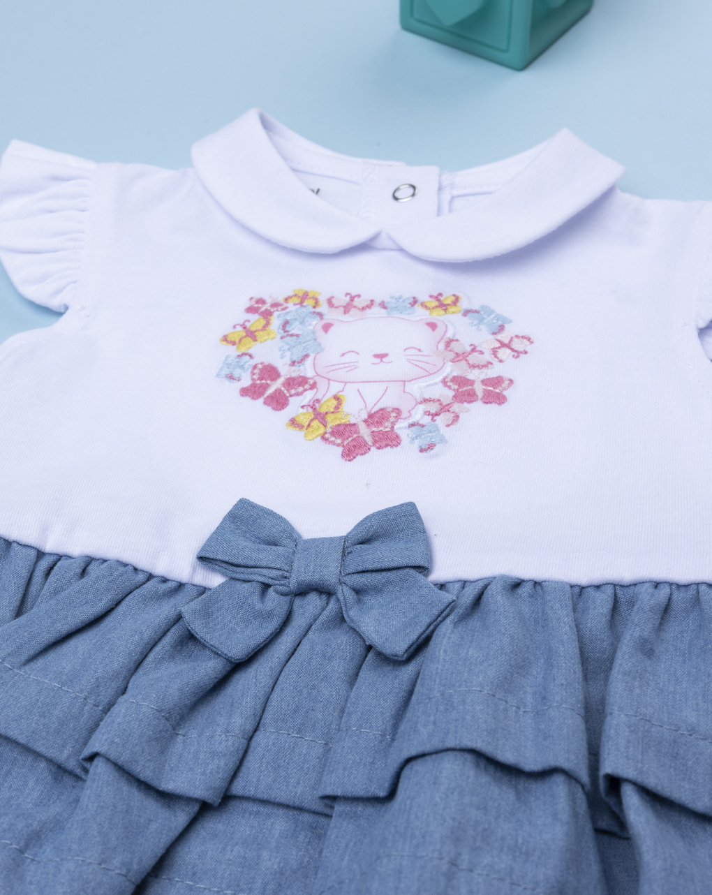 Pagliaccetto neonata gonna chambray