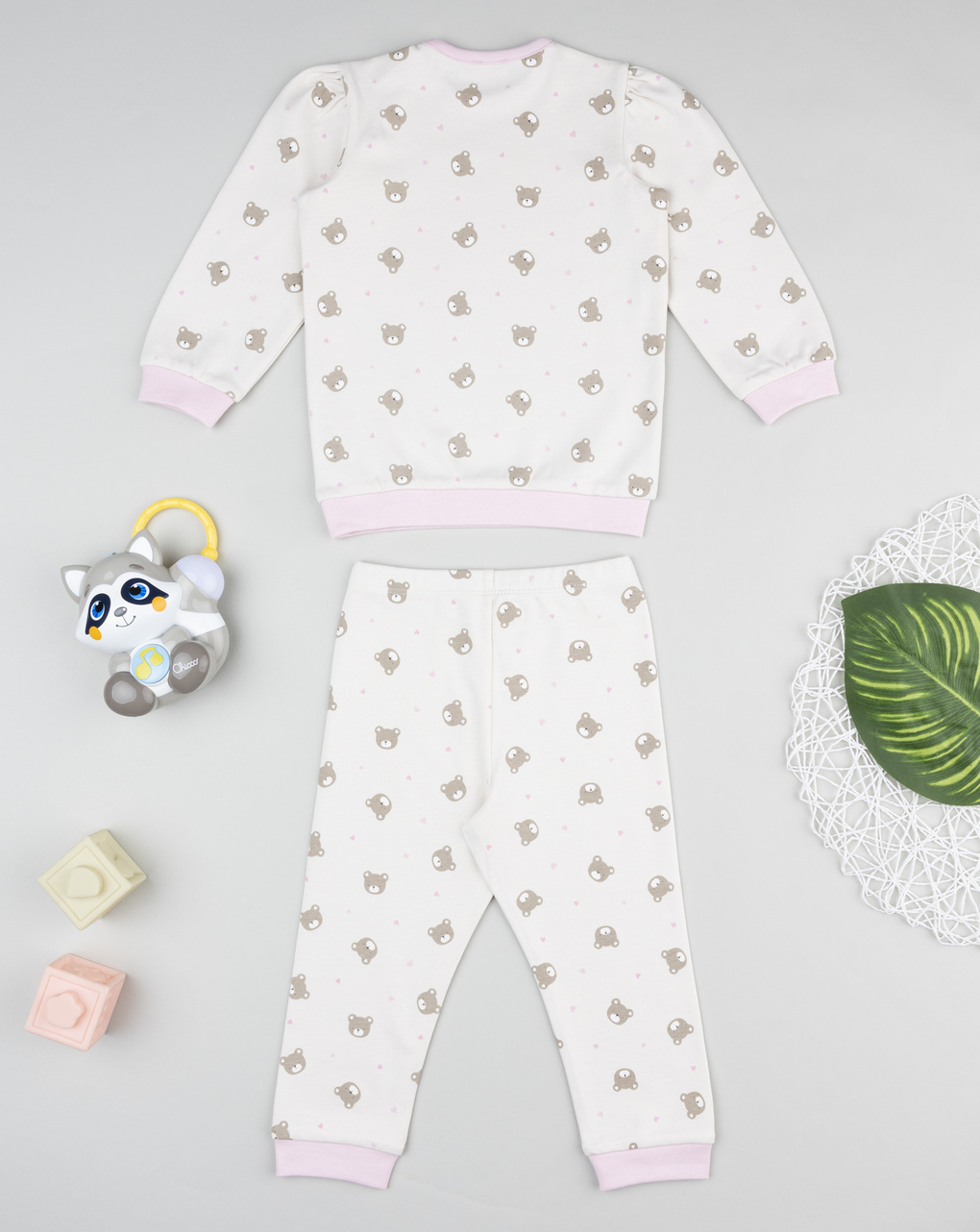 Pigiama bimba panna/rosa orsi