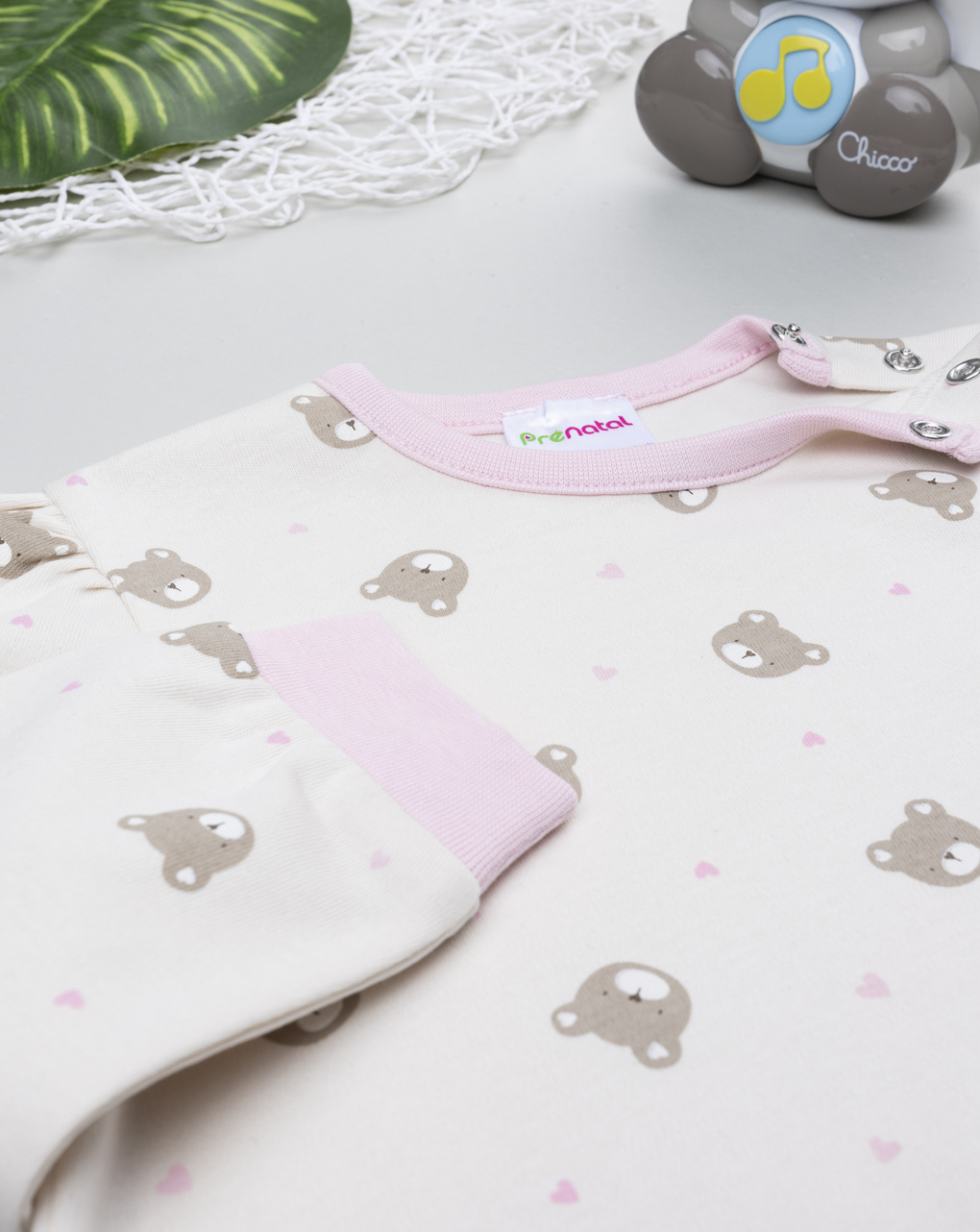 Pigiama bimba panna/rosa orsi