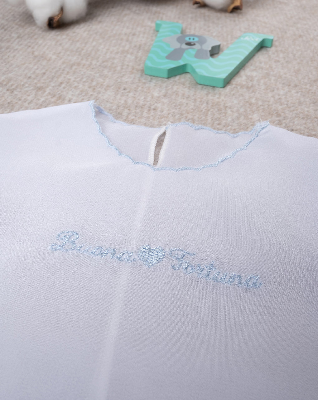 Camicino della fortuna seta cielo neonato