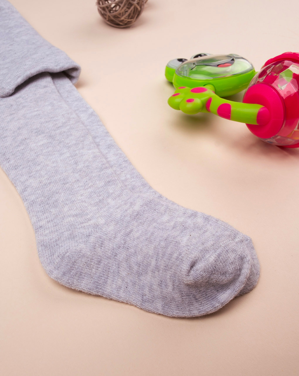 Collant in cotone grigio chiaro mélange