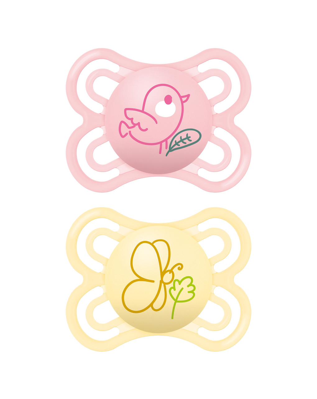 Succhietto perfect confezione doppia 2-6 mesi (set da 2), con porta ciuccio, rosa - mam