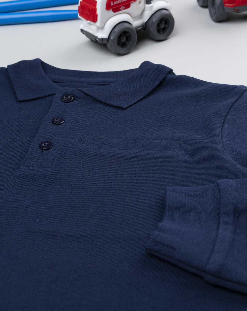 Polo bambino blu maniche lunghe
