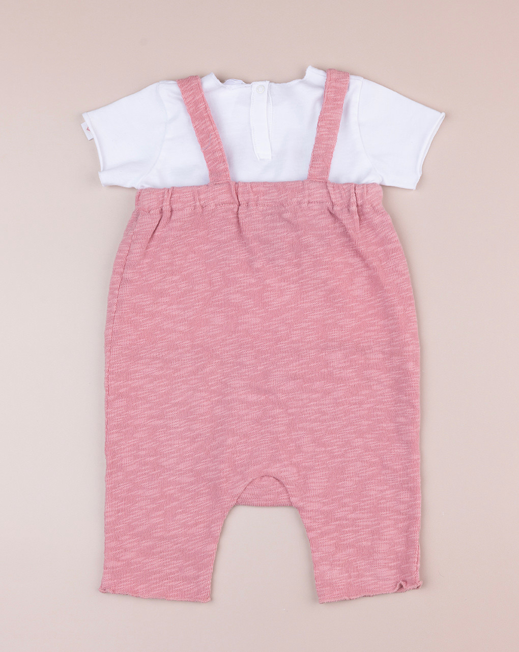 Completo premium bimba t-shirt e salopette lunga rosa