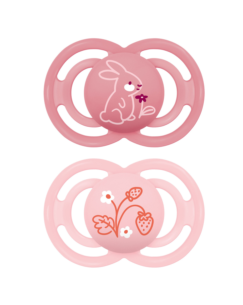 Succhietto perfect confezione doppia 2-6 mesi con porta ciuccio - rosa - mam