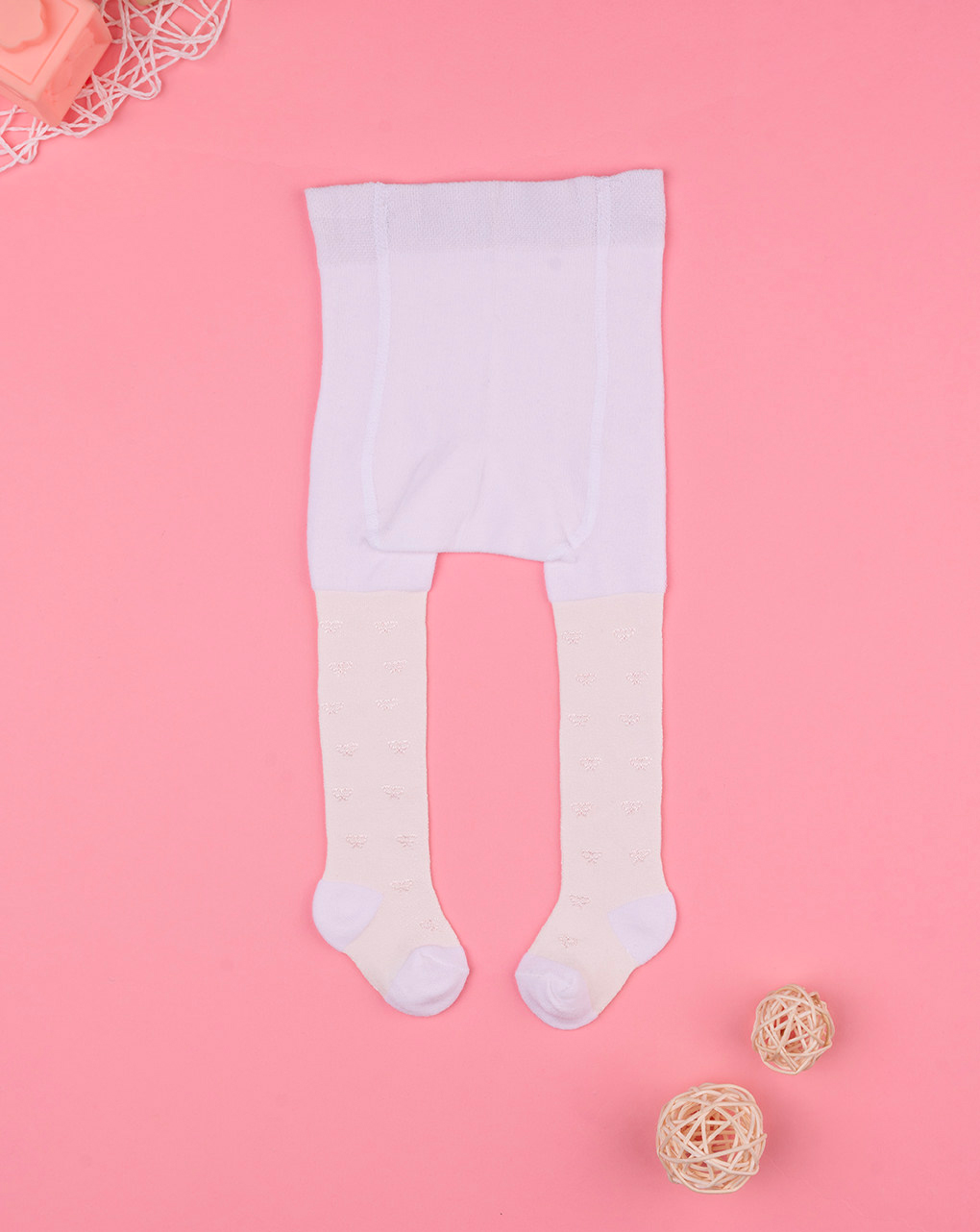 Collant bianche con fiocchi