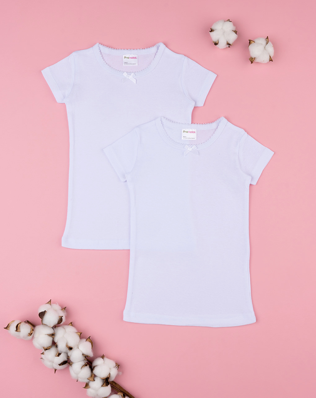 Pack 2 t-shirt bambino manica corta con bordo croquette