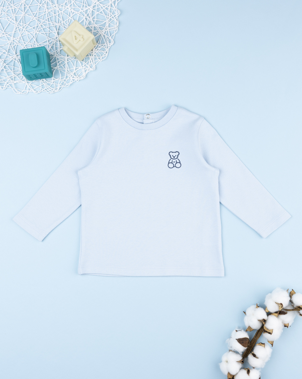 T-shirt bimbo azzurra patch orso
