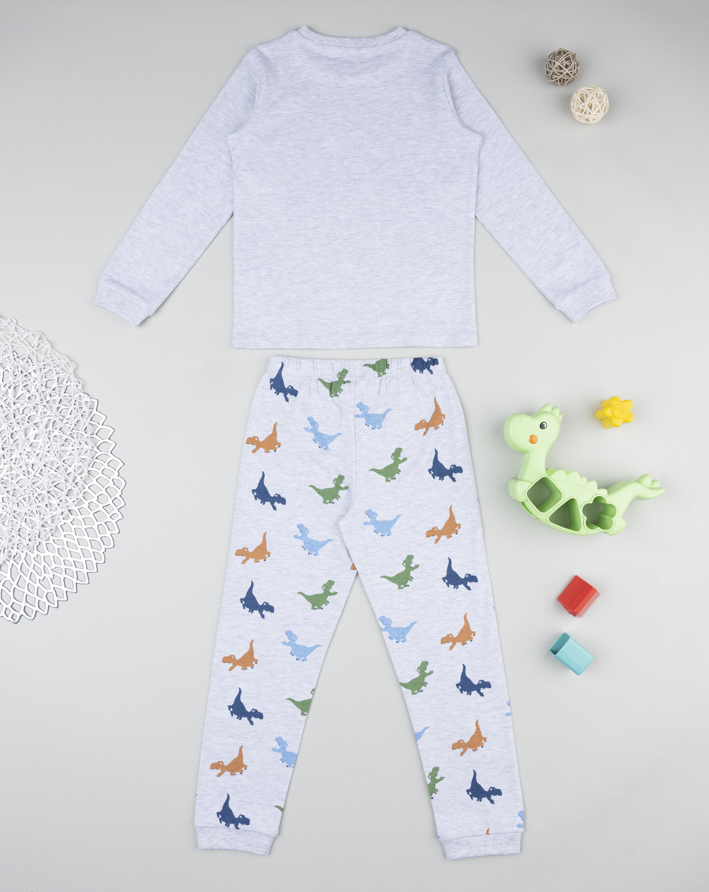 Pigiama bimbo grigio dinosauro