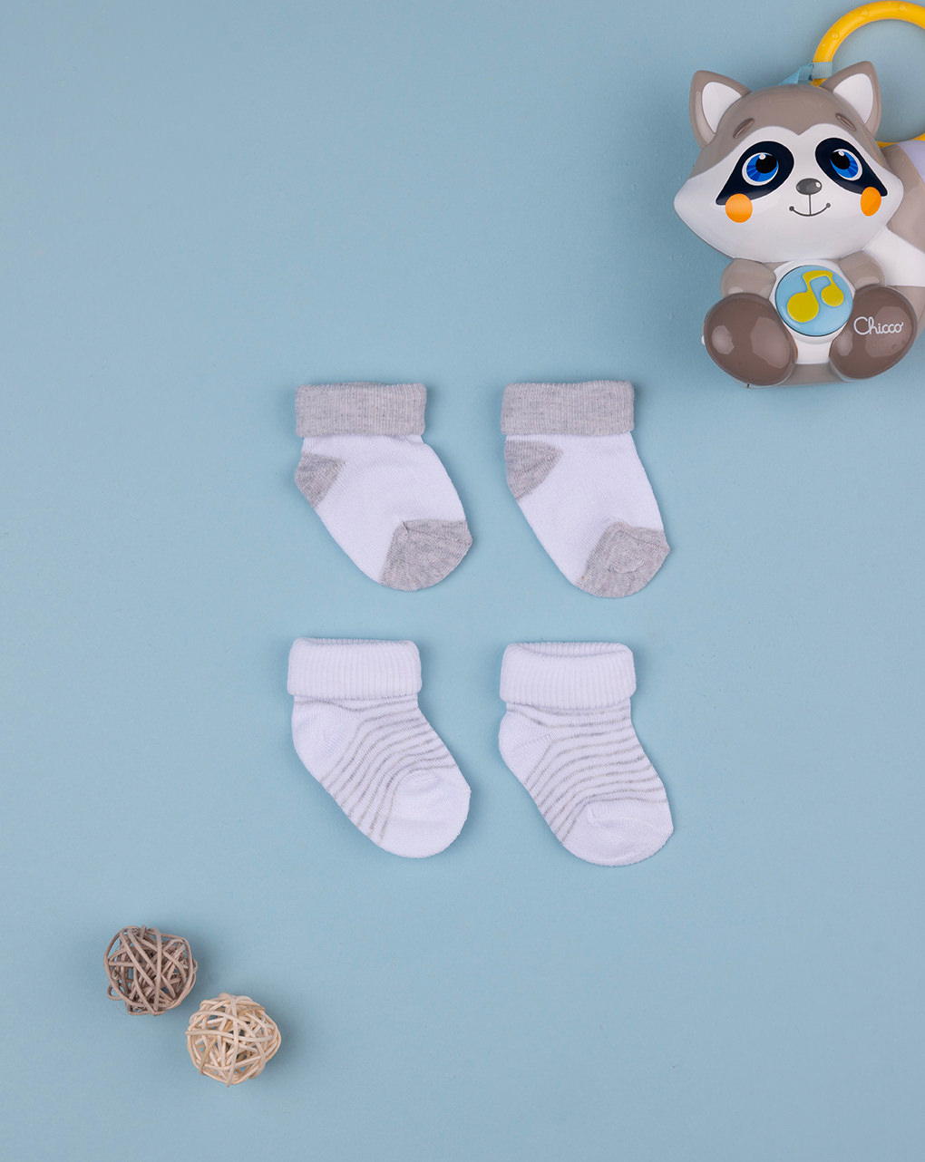 Pack 2 calzini neonato biambo e grigio