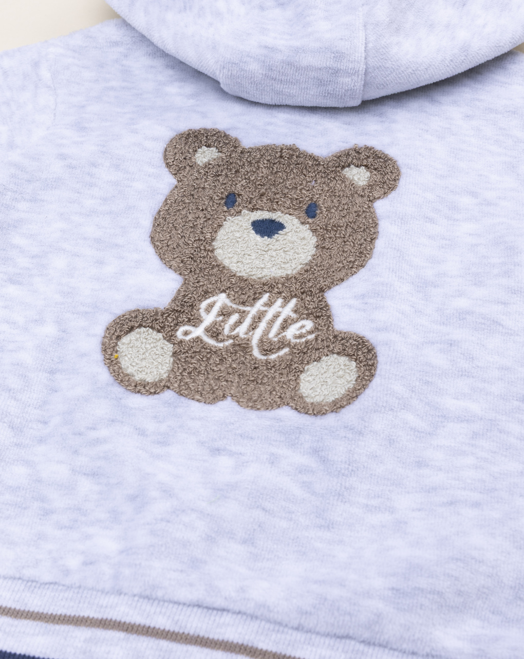 Cardigan grigio bimbo con cappuccio e patch