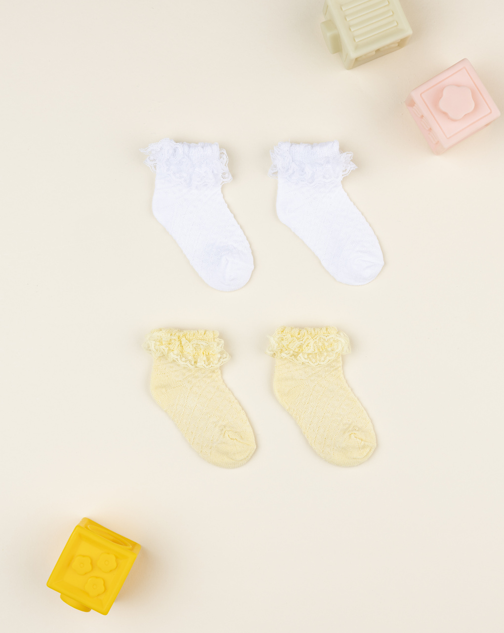 Pack 2 calze bimba bianco/albicocca