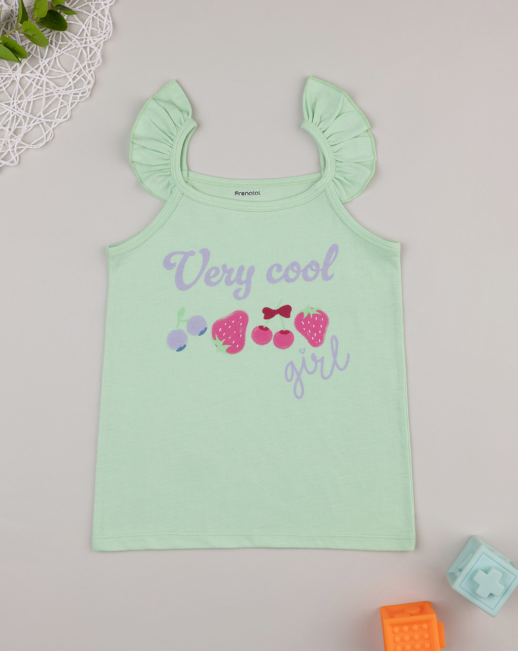 Canotta estiva bimba verde con frill