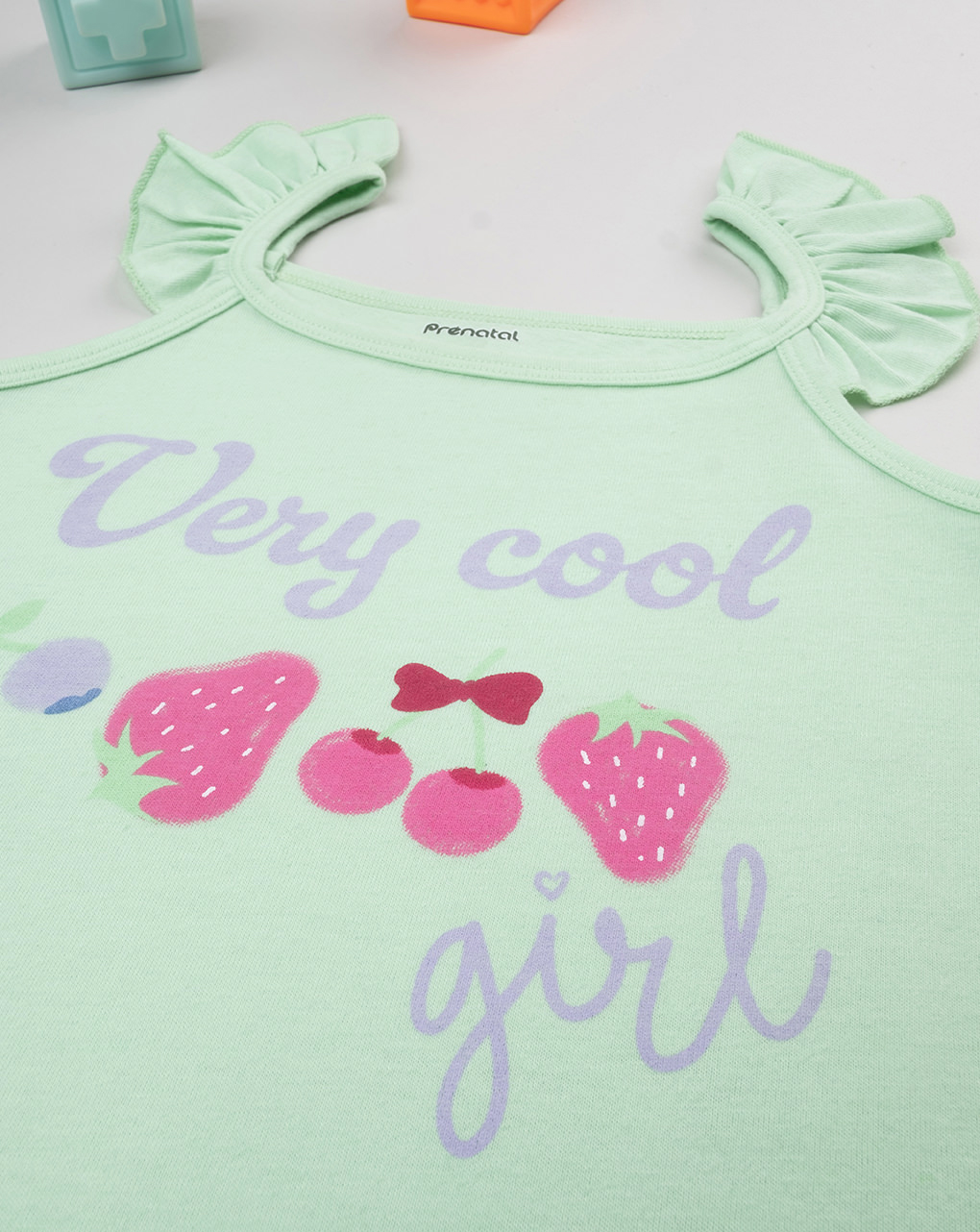 Canotta estiva bimba verde con frill