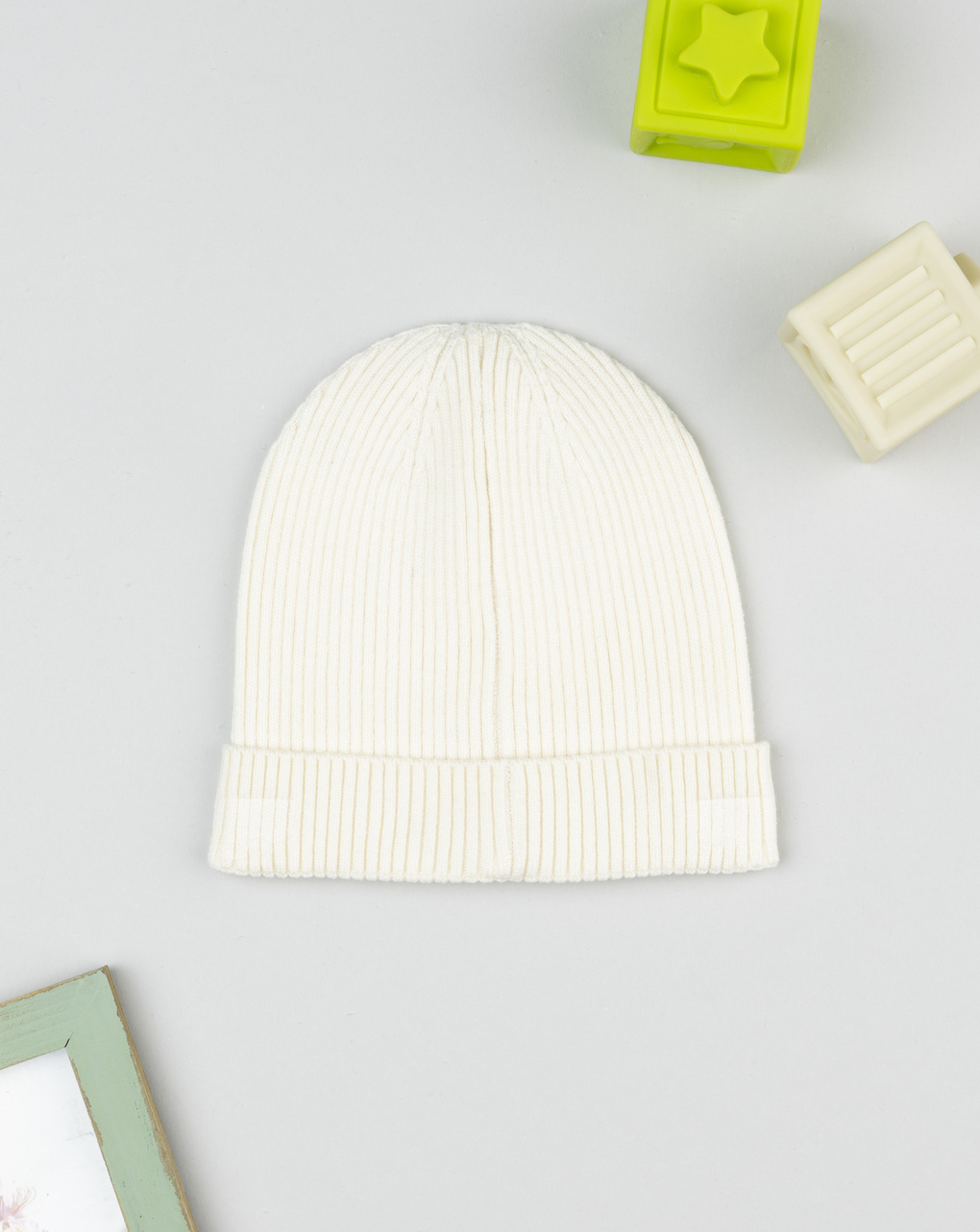 Berretto bimba bianco costina cuore
