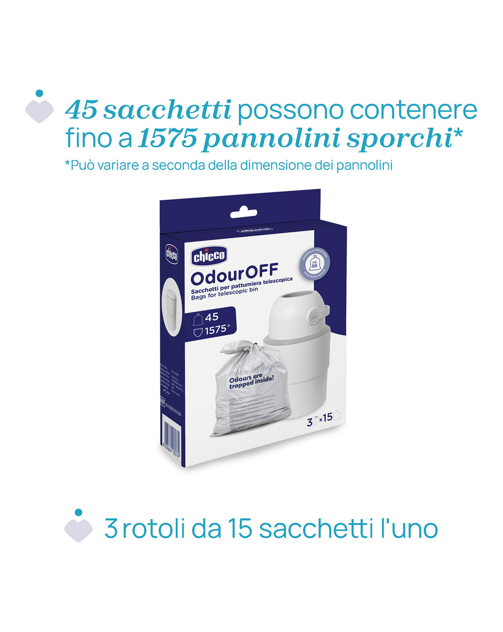 Sacchetti per pattumiera telescopica 15x3 - chicco