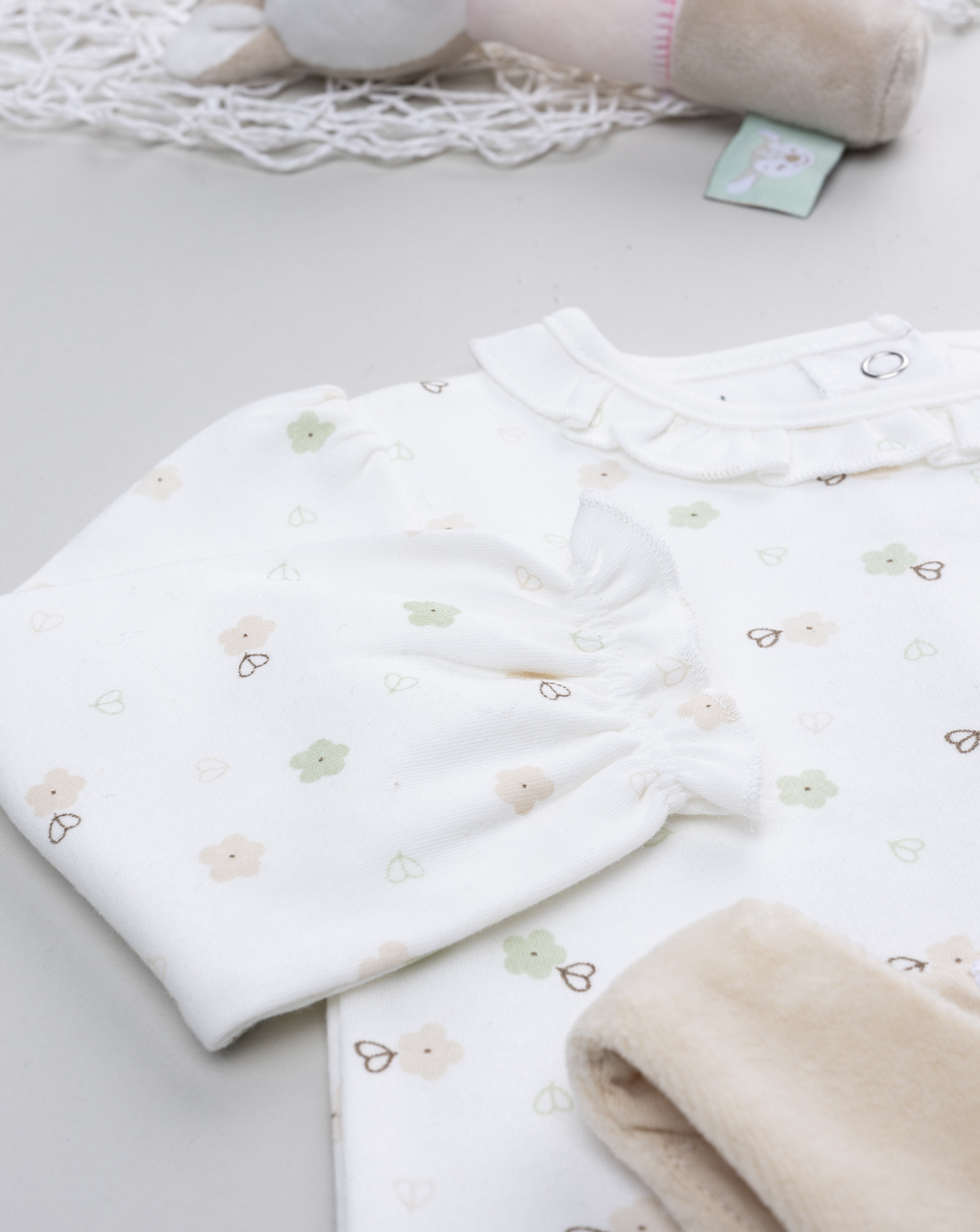 Completo salopette bimba beige nature